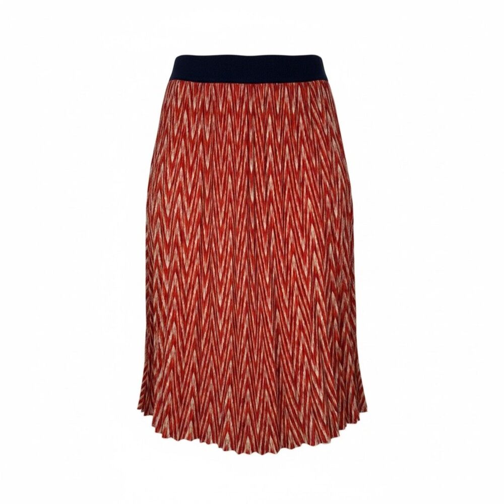 LuLaRoe Jill Skirt Women's 2XL Red White Chevron Pleated Midi Pull On NWT